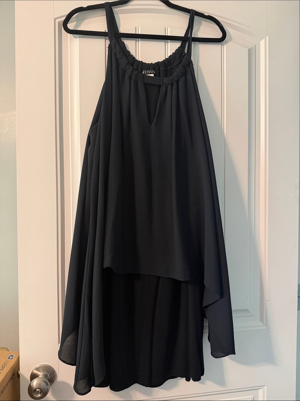 VENUS Black Halter High-Low Swing Dress
